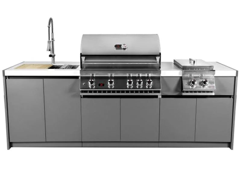 Whistler 4-Burner 96 x 28-Inch Gas Grill Island with Infrared Rear Burner, Sink, Double Side Burner, and Rotisserie Kit