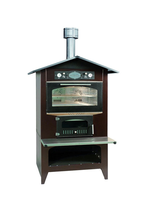 Rossofuoco SEDICINONI COUNTRY Outdoor wood-fired oven with separate combustion - brown/stainless steel