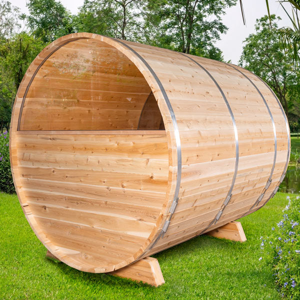 Dundalk Canadian Timber Tranquility MP Barrel Sauna | 2-4 People | Wood or Electric Heater