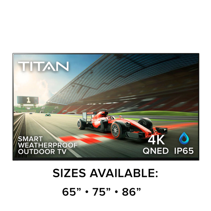 Titan Full Sun Outdoor Smart TV 4K QNED MiniLED 120hz HDR10 Mil-Spec IP65 Weatherproof Nanocoated Dolby Atmos WiFi Bluetooth WebOS Alexa Google Apple AirPlay 2 (GL-Q83)