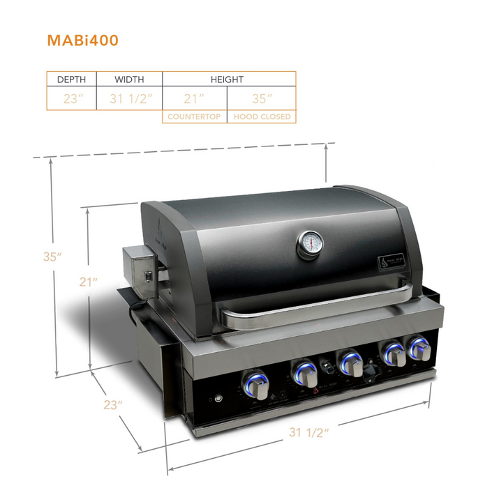 Mont Alpi 32" Black Stainless Steel Built-In Grill (MABi400-BSS)