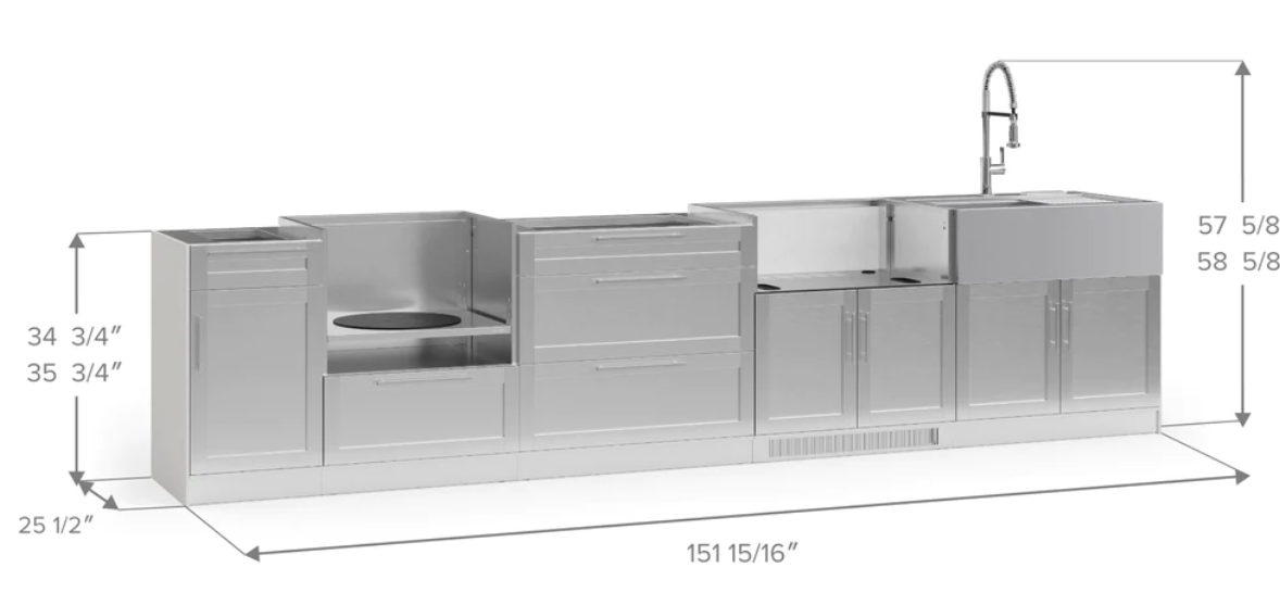 Outdoor Kitchen Signature Series 7 Piece Cabinet Set with Sink Cabinet