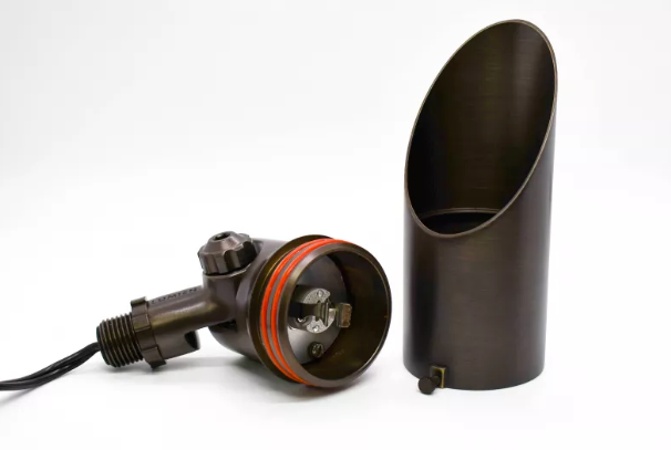 Brass Spot Light, Drop-In MR16 (No Lamp Included), Down Light Shroud - Deep Cut, 30ft Lead, Includes LAB-001 - Single Point Tree Mount