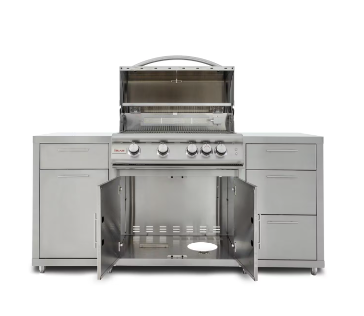Blaze 6 ft BBQ Island with Premium 32-Inch LTE Series Natural Gas Grill in Stainless Steel (BLZ-SS-ISLAND-4LTE2) + Cover