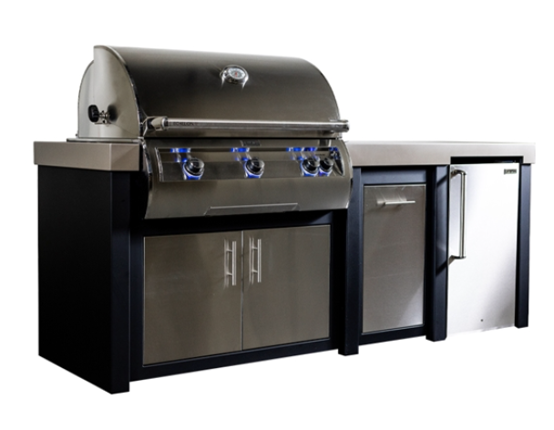 Fire Magic 92" Outdoor Kitchen Island Refrigerator Bundle with FireMagic Echelon Diamond E790I Built-In Grill