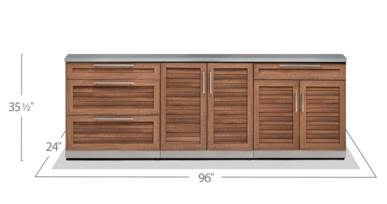 Outdoor Kitchen Grove 3 Piece Cabinet Set + Countertop