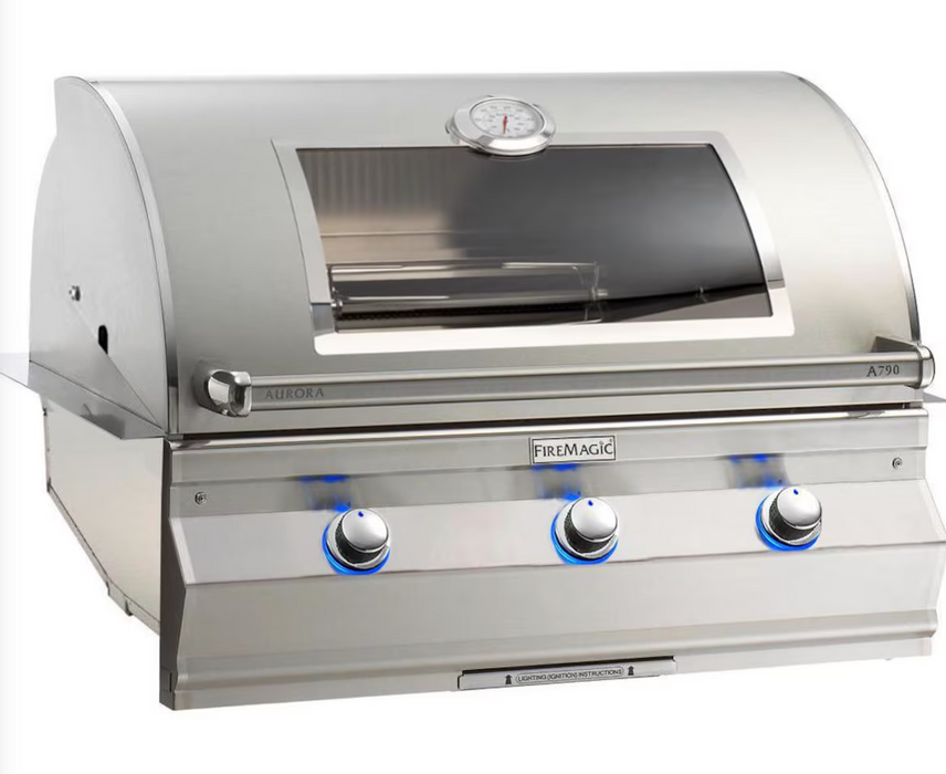 Fire Magic Aurora A790i 36-Inch 3-Burner Built-In Natural Gas Grill with Rear Burner and Magic View Window
