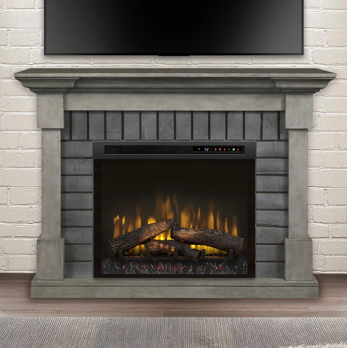 Royce Electric Fireplace Mantel Package in Smoke Stack Grey