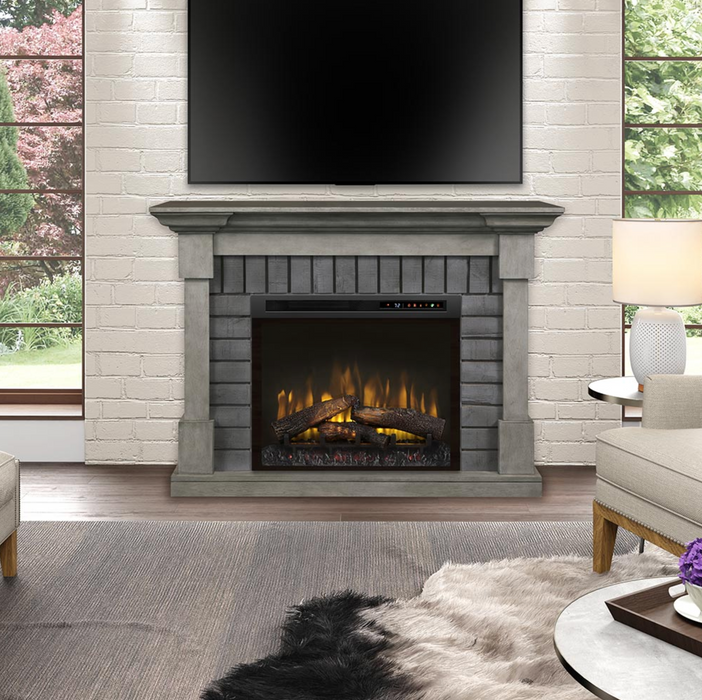 Royce Electric Fireplace Mantel Package in Smoke Stack Grey