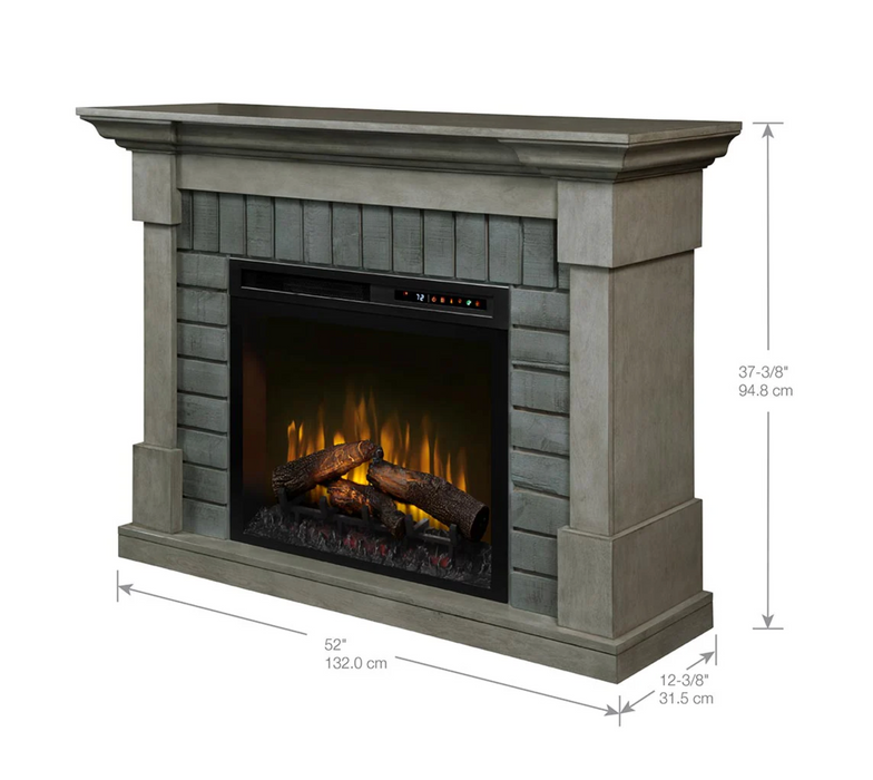 Royce Electric Fireplace Mantel Package in Smoke Stack Grey