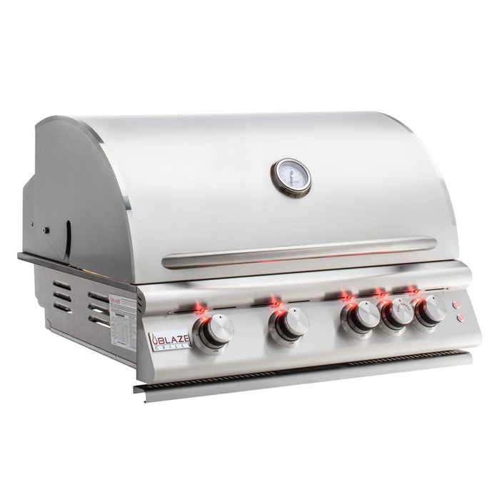 Blaze Premium LTE 32-Inch 4-Burner Built-In Natural Gas Grill w/ Rear Infrared Burner & Grill Lights