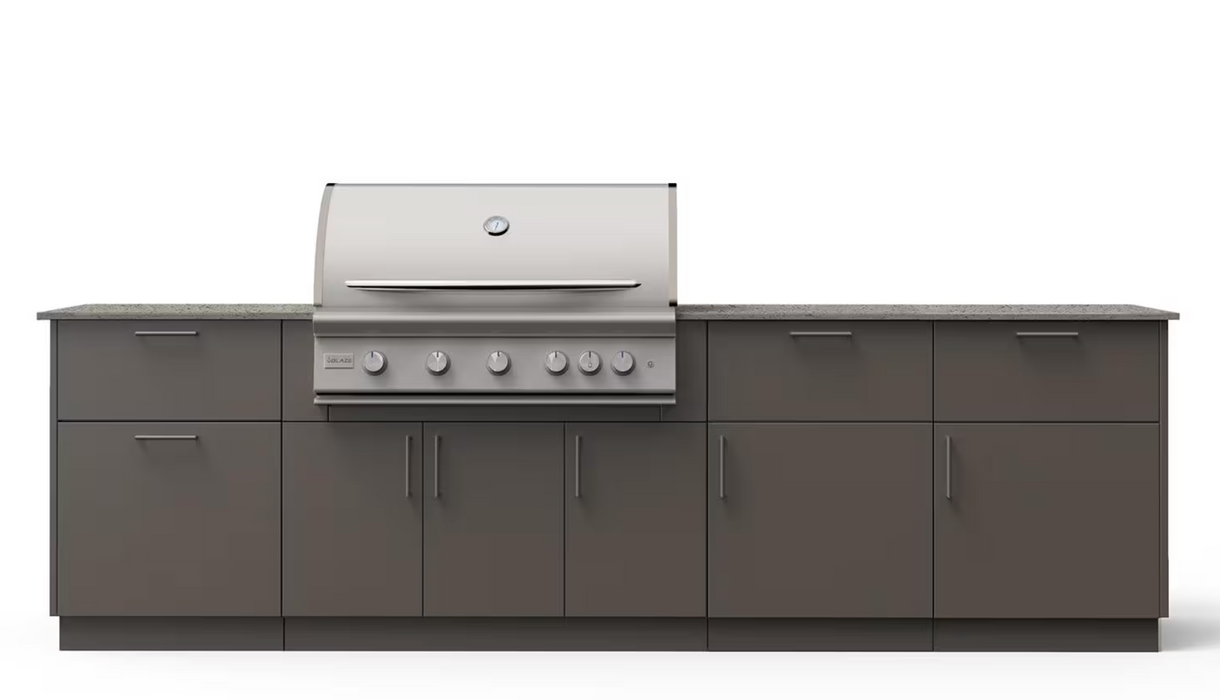 Blaze High Noon 10-Ft Outdoor Kitchen Island w/ 40-Inch Premium LTE+ Grill in Gunmetal w/ Keon Countertop