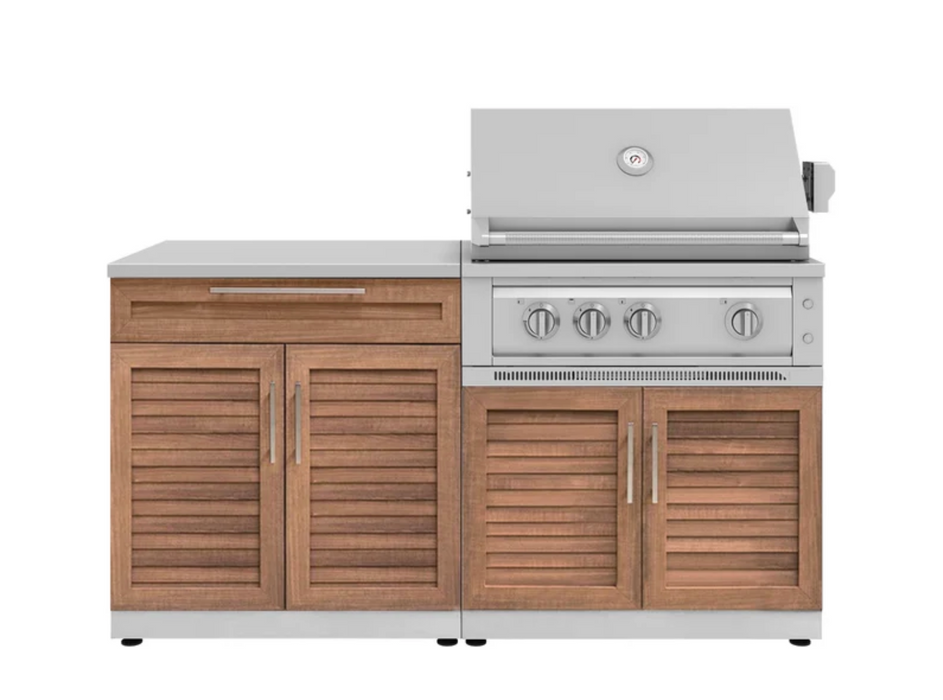 Outdoor Kitchen Stainless-Steel Louvered Doors 4 Piece Cabinet and 33" Grill