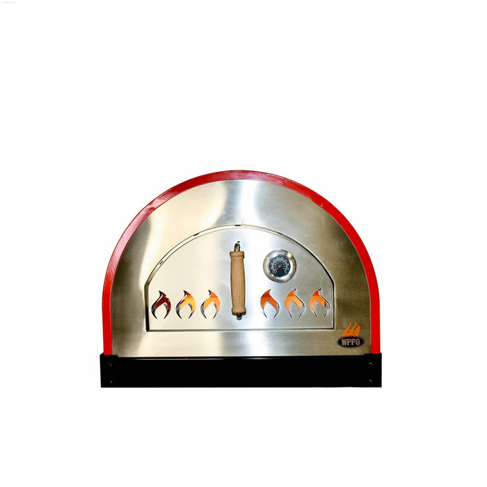 WPPO Hybrid 25 in. Wood & Gas Fired Pizza Oven (Red) with Cart and Gas Attachment - WKE-04WG-RED