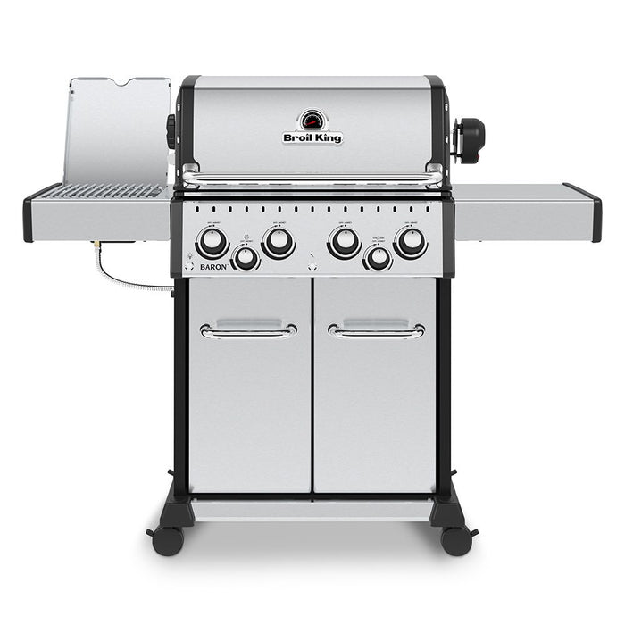Broil King BR-S490 Baron S490 Pro Stainless Steel Infrared 4-Burner Gas Grill with Rotisserie and Side Burner, 57-Inches