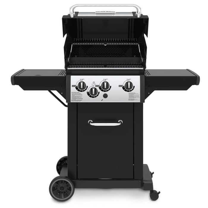 Broil King MON-340 Monarch 340 3-Burner Grill on 2-Wheel Cart with Side Burner, 22-Inches
