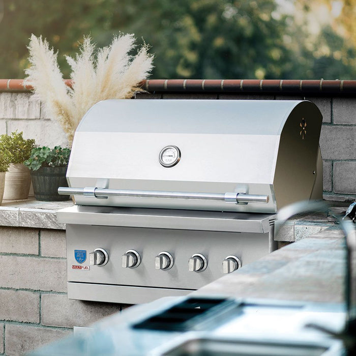 American Made Grills AMG-ENC54 Encore 54-Inch Built-In Dual Fuel Wood and Gas Grill with Infrared Searing Burner and Rotisserie Kit