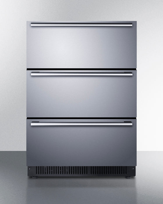 Summit Indoor 24" Wide Built-In 3-Drawer All-Refrigerator