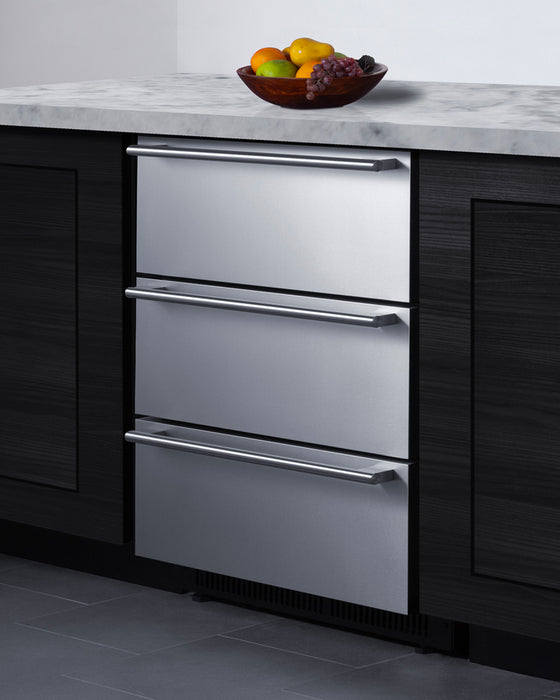 Summit Indoor 24" Wide Built-In 3-Drawer All-Refrigerator