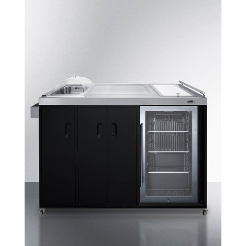 Outdoor Kitchenette 58" Refrigerator, Sink or Covered ice Bin, Slide-Out Trash Can