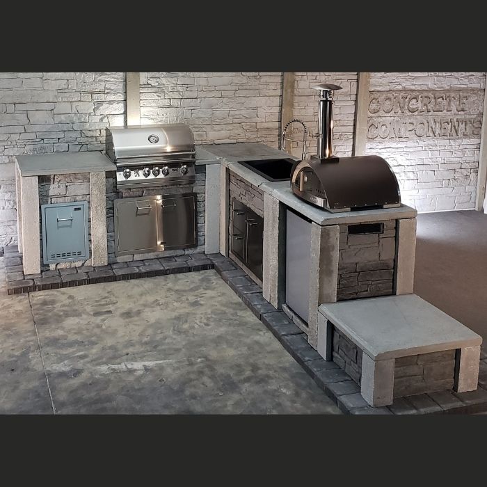 Stone Kitchen L- Shape + Sink unit + Pizza Oven