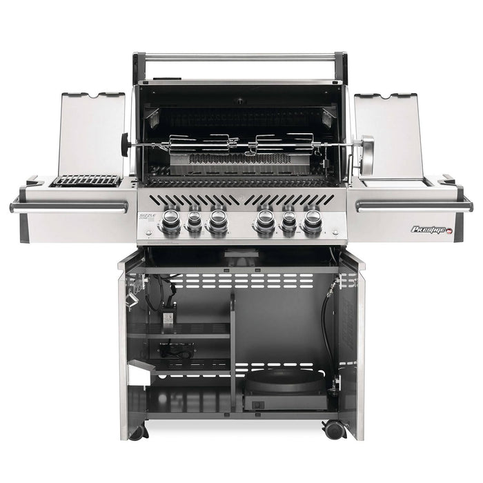 Napoleon PRO500RSIBSS-3 Prestige PRO 500 Gas Grill On Cart with Rotisserie and Side Burner, 28-Inches