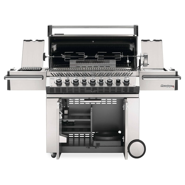 Napoleon PRO665RSIBSS-3 Prestige PRO 665 Gas Grill On Cart with Rotisserie and Side Burner, 36-Inches
