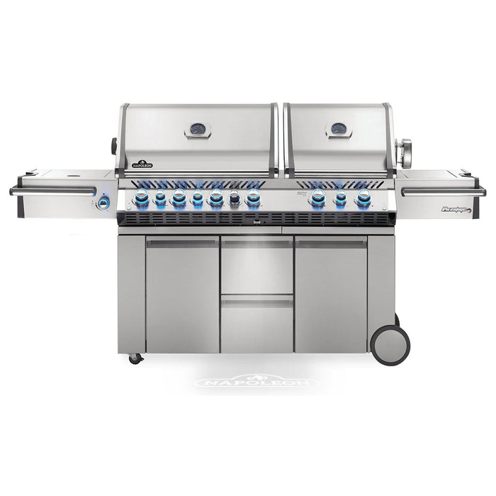 Napoleon PRO825RSBISS-3 Prestige PRO 825 Series Gas Grill On Cart with Rotisserie and Side Burner, 45-Inches