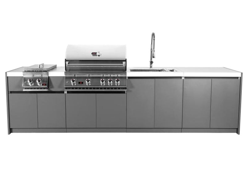 Whistler 4-Burner 127 x 28-Inch Gas Grill Island with Infrared Rear Burner, Sink, Double Side Burner, and Rotisserie Kit