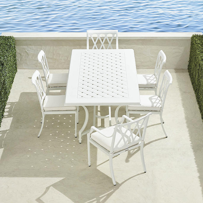 Grayson 7-pc. Rectangular Dining Set in White Finish + Cushions