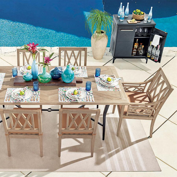 Surrey Hill 7-pc. Dining Set in Weathered Teak + Cushions