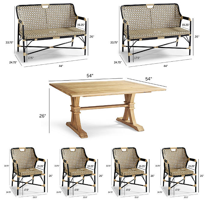 Reeve 7-piece Square Dining Set + Cushions