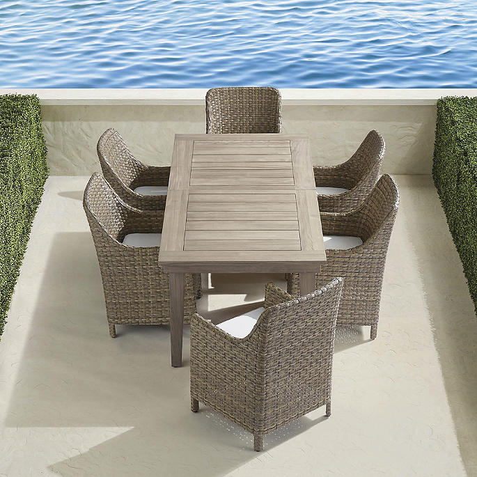 Ashby 7-pc. Rectangular Dining Set in Putty Finish Incudes Cushions