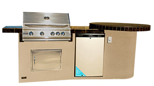 Fire 9' BBQ Island with 4 foot Round Bar and 4 Burner Built In BBQ Grill BBQ GRILL KoKoMo Grills LPG