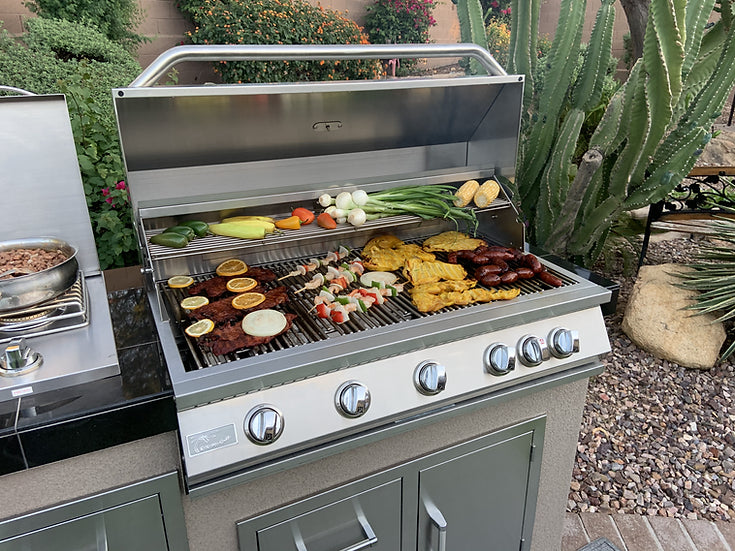 Teppanyaki, Griddle, Built-In BBQ Grill with Side Burner, Storage Drawers 7'6" BBQ GRILL KoKoMo Grills
