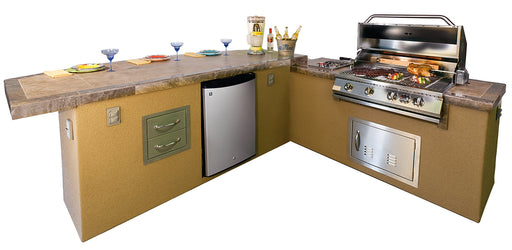 Caribbean BBQ Island with 4 Burner Built In BBQ Grill Refrigerator and Drawers BBQ GRILL KoKoMo Grills LPG