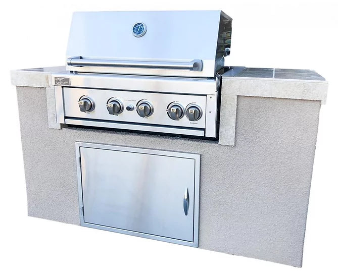 The Cayman 5' BBQ Island with 4 Burner Built In BBQ Grill BBQ GRILL KoKoMo Grills The Cayman 5' BBQ Island with 4 Burner Built In BBQ Grill. LPG