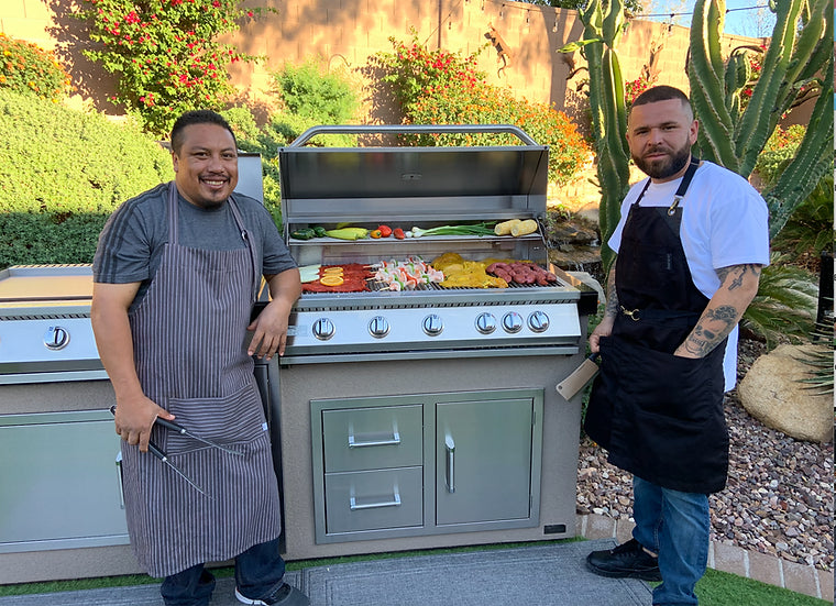 Teppanyaki, Griddle, Built-In BBQ Grill with Side Burner, Storage Drawers 7'6" BBQ GRILL KoKoMo Grills
