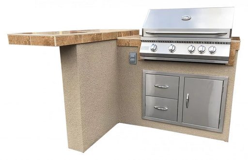 Havana L-Shape BBQ Island With Bar Seating and Built In BBQ Grill 4'x5' BBQ BBQ GRILL KoKoMo Grills Havana L-Shape BBQ Island With Bar Seating and Built In BBQ Grill 4'x5' BBQ  LPG  