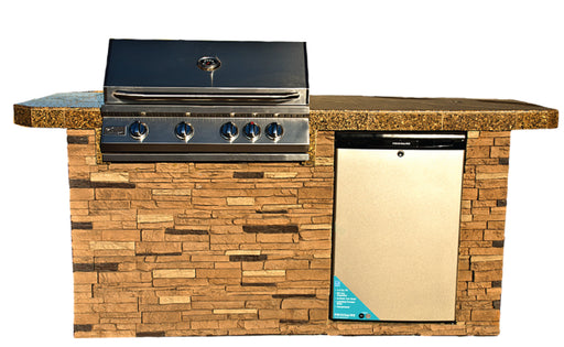 St. John 7'6" BBQ Island with Bar on Three Sides and 4 Burner Built In BBQ Grill BBQ GRILL KoKoMo Grills LPG
