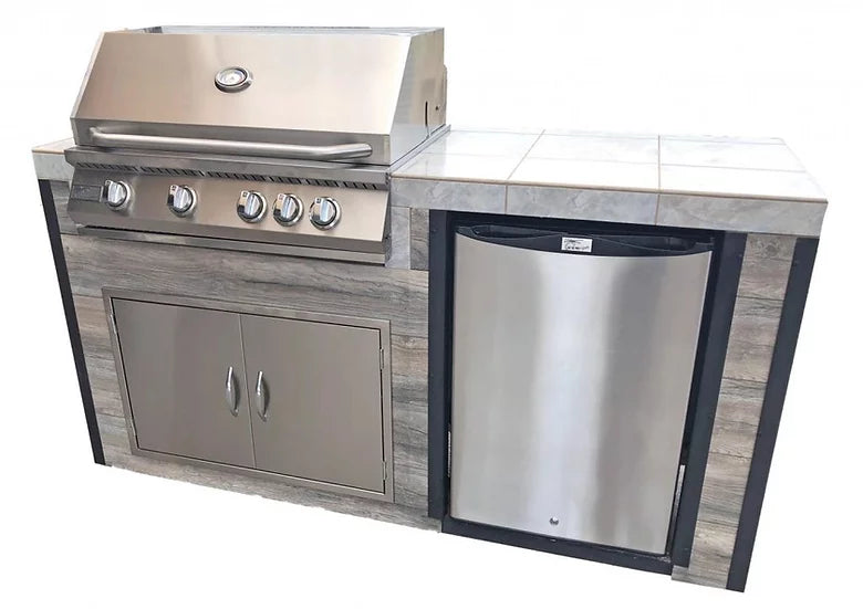 Elite 6' BBQ Island With Built In BBQ Grill Drift Wood Look Siding 30 Inch Doors BBQ GRILL KoKoMo Grills Elite 6' BBQ Island With Built In BBQ Grill Drift Wood Look Siding 30 Inch Doors  LPG