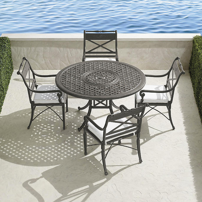Carlisle 5-pc. Round Dining Set in Slate Finish + Cushions