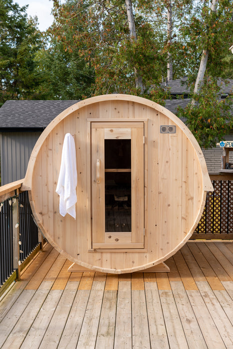 Dundalk 4 Person White Cedar Outdoor Sauna Harmony | 2-4 People | Wood or Electric Heater Dundalk Leisurecraft Dundalk 4 Person White Cedar Outdoor Sauna Harmony - No Heater