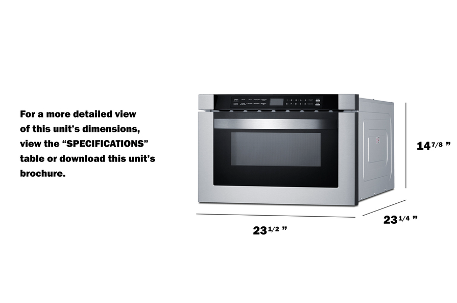 Summit 24" Wide Built-In Drawer Microwave Refrigerator Accessories Summit Appliance