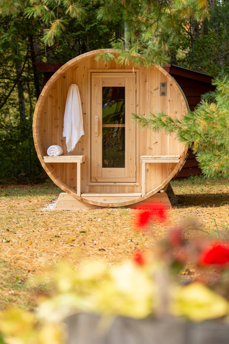 Dundalk Canadian Timber White Cedar Serenity Outdoor Sauna | 2-4 People | Wood or Electric Heater Dundalk Leisurecraft Dundalk Canadian Timber White Cedar Serenity Outdoor Sauna - No Heater
