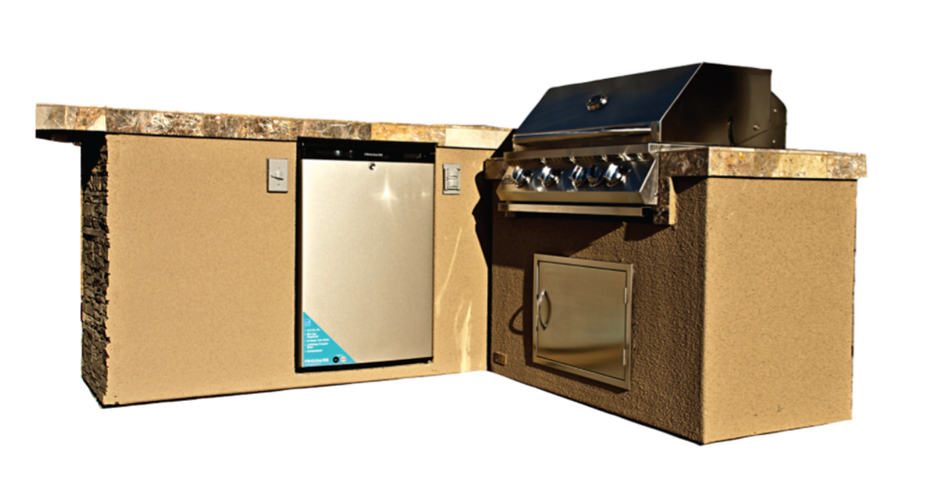 Baja BBQ Island with 4 Burner Built In BBQ Grill and Refrigerator BBQ GRILL KoKoMo Grills LPG