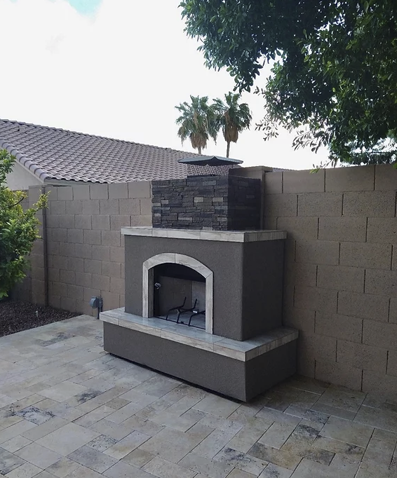 Tuscan 6' Outdoor Fireplace with Log Set for LP or NG access door for Tank KoKoMo Grills Tuscan 6' Outdoor Fireplace LPG