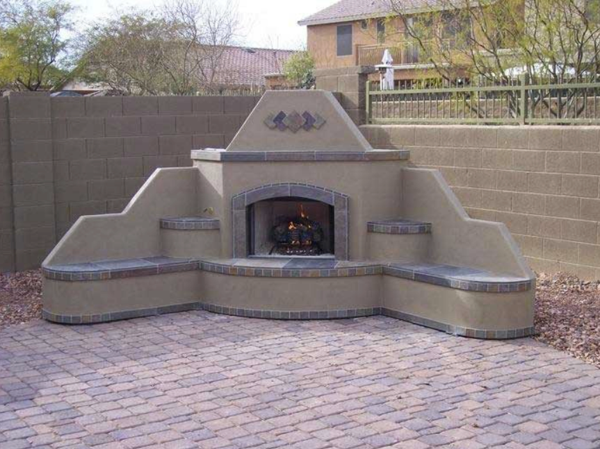 Santa Fe Outdoor Fireplace – Corner KoKoMo Grills Santa Fe Outdoor Fireplace – Corner LPG