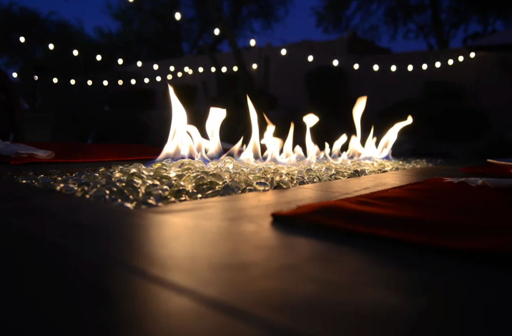 Entertainer Bar Gas Fire Pit Table with fire glass  KoKoMo Grills