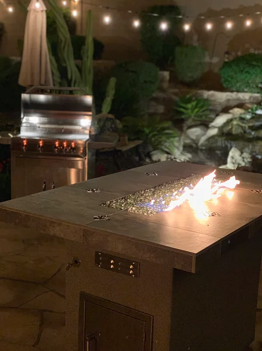 Entertainer Bar Gas Fire Pit Table with fire glass  KoKoMo Grills